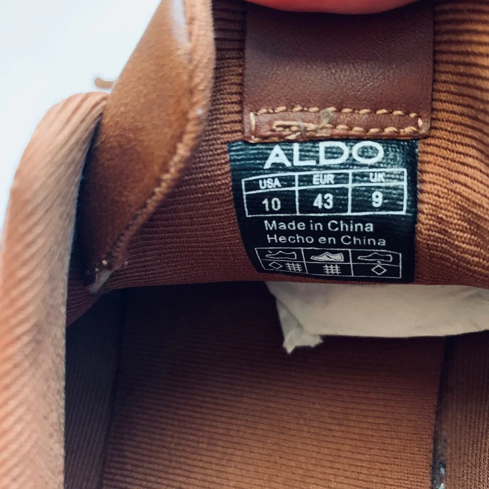 ALDO Mens Brown Leather Lace Up Casual‎ Dress Shoes Size 10